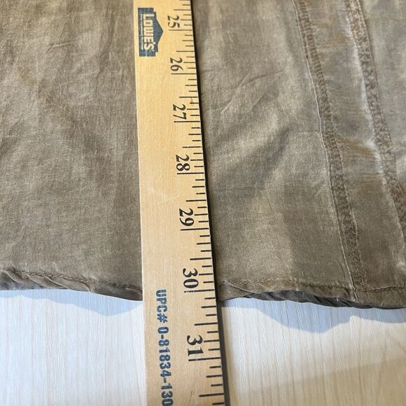 Republic Denim Womens L 100% Silk Blouse LS Tan Brown Distressed Boho Festival - Picture 7 of 10